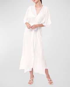 Christine Lingerie Lace Trim Silk Charmeuse Robe Neiman Marcus