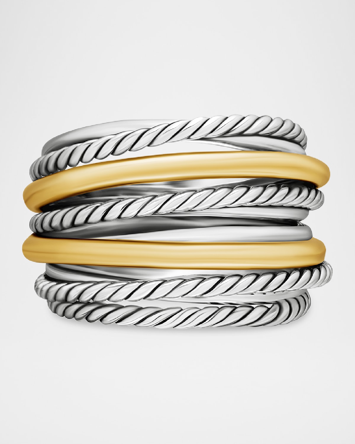 David Yurman X Crossover Ring In Silver With 18K Gold 6mm Neiman Marcus