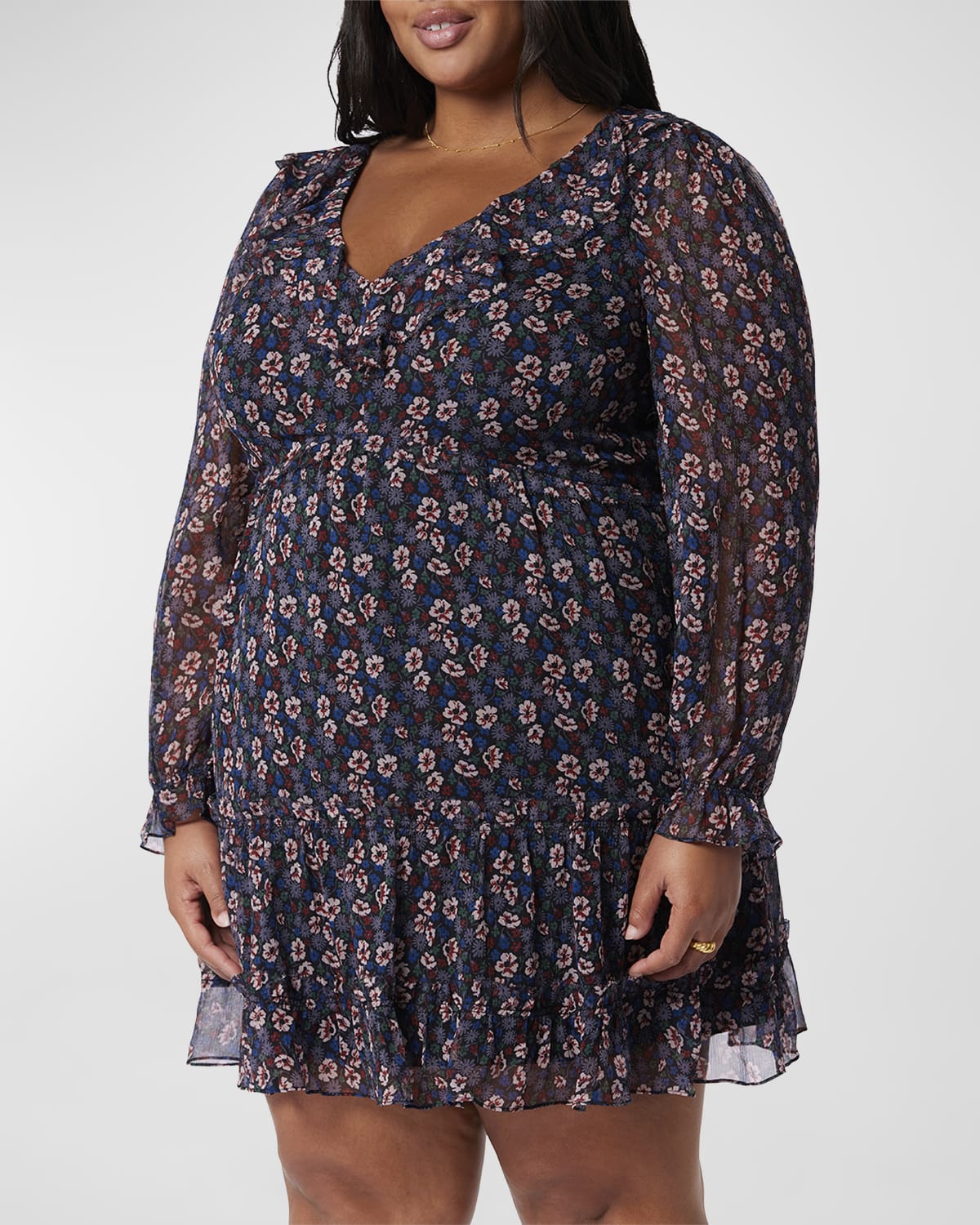 Joie Plus Size Clara Floral Print Chiffon Mini Dress Neiman Marcus