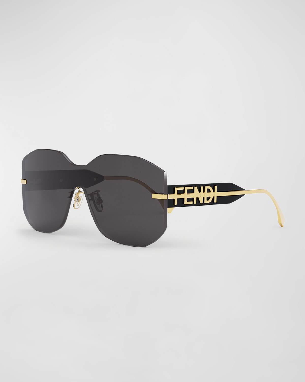 Fendi Oversized Logo Metal Shield Sunglasses Neiman Marcus