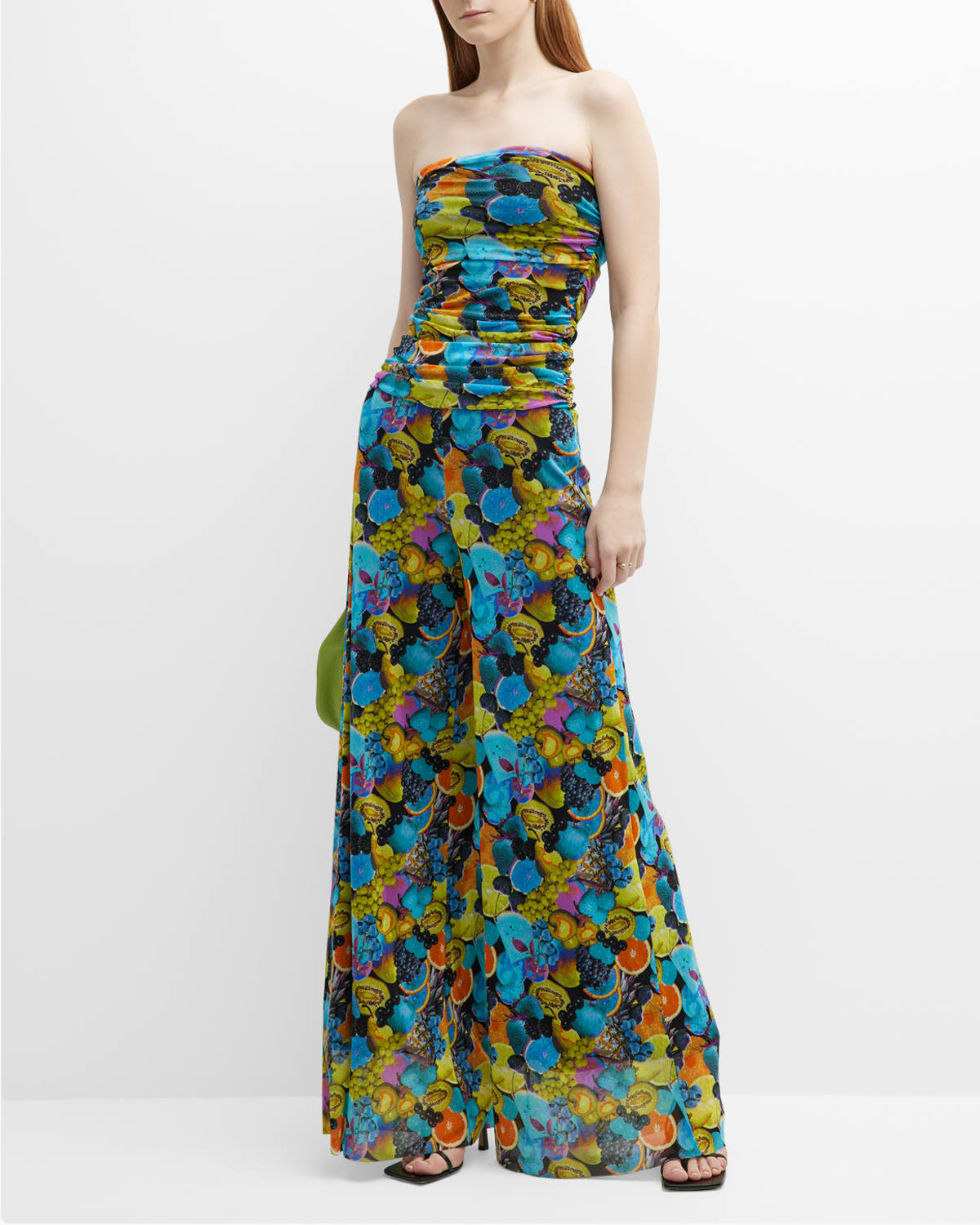 Fuzzi Strapless Floral Print Tulle Jumpsuit Neiman Marcus