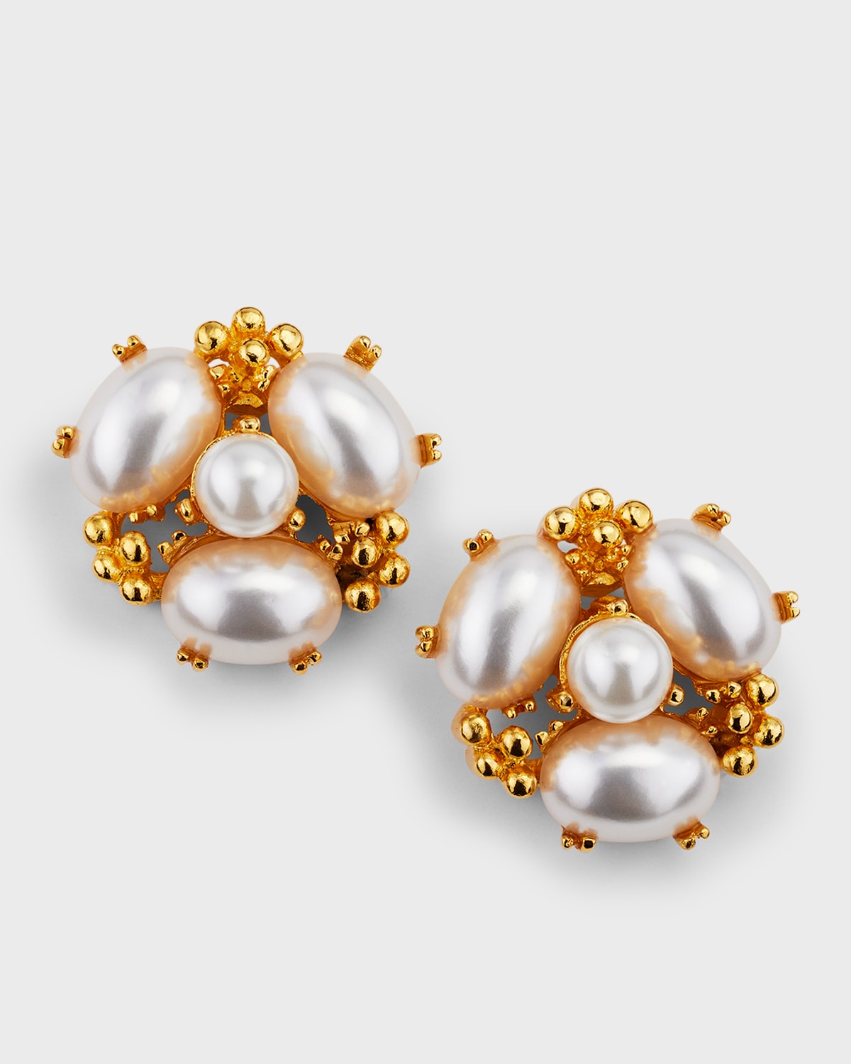 Kenneth Jay Lane Glass Pearl Cluster Clip On Earrings Neiman Marcus