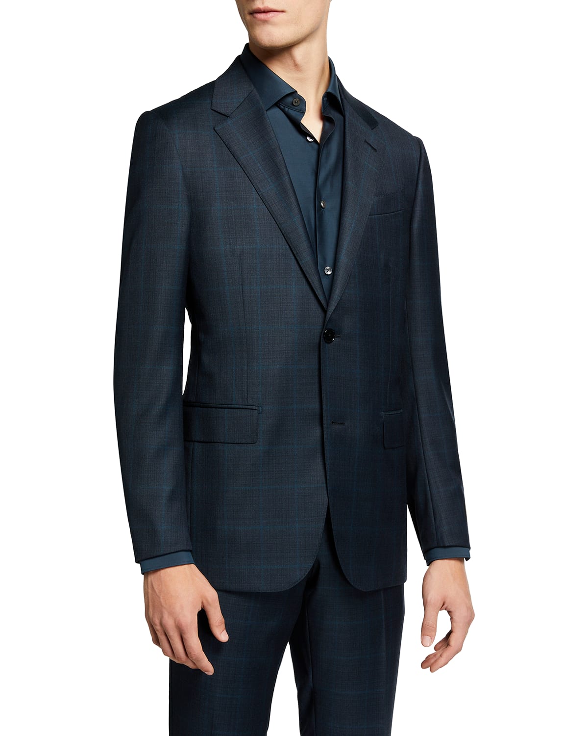 Ermenegildo Zegna Wool Silk Plaid Two Piece Suit Neiman Marcus