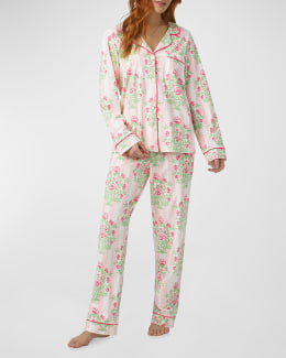 Christine Lingerie Toile Jardin Floral Print Charmeuse Pajama Set
