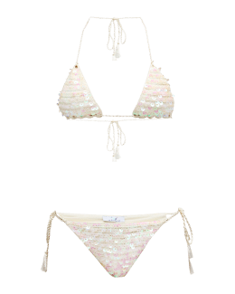 My Beachy Side Hand Crochet Striped Two Piece Bikini Set Neiman Marcus