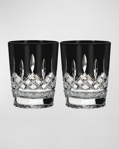 Waterford Crystal Set of 2 Lismore Black Double Old-Fashioneds