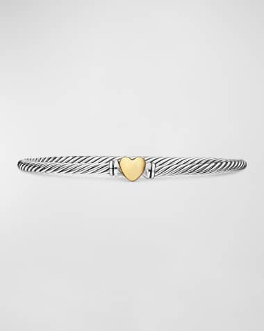 David Yurman 3mm Cable Heart Bracelet in Silver