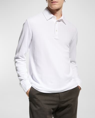 Loro Piana Men's Long-Sleeve Pique Polo Shirt