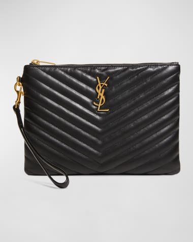 Saint Laurent YSL Monogram Small Pouch in Smooth Leather