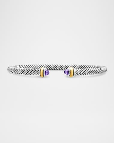 David Yurman Cable Bracelet with Gemstone in Silver with 18K Gold, 4mm