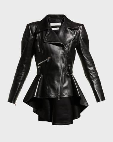 McQueen Leather Fit & Flare Biker Jacket