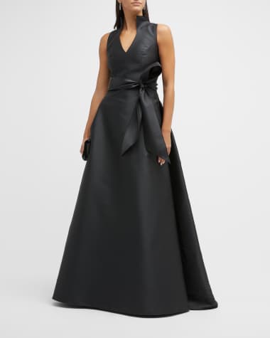 Carolina Herrera Satin V-Neck Gown