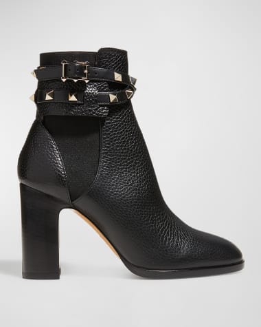 Valentino Garavani Rockstud Buckle-Wrap Ankle Booties