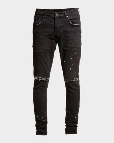 PURPLE Men's P001 Black Overspray Skinny Jeans