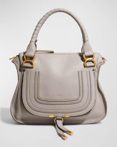 Chloe Marcie Medium Double Carry Satchel Bag in Grained Leather