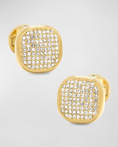 Cufflinks Inc. Gold Stainless Steel White Pave Crystal Cufflinks