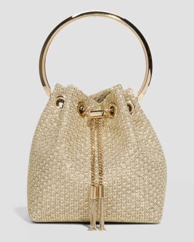 Jimmy Choo Bon Bon Metallic Top-Handle Bucket Bag