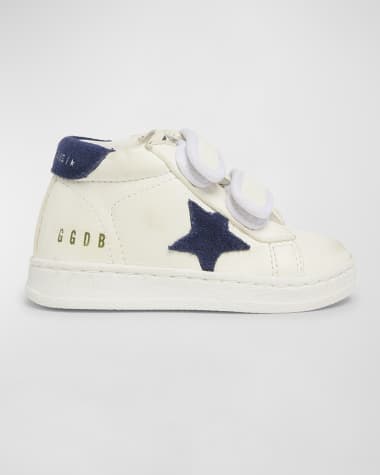 Golden Goose Kid's June Nappa Leather Suede Star Sneakers, Size Baby/Toddler