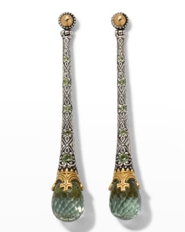 Konstantino Silver and Gold Green Amethyst Earrings