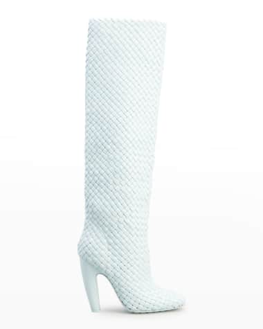 Bottega Veneta Intrecciato Woven Lambskin Knee Boots