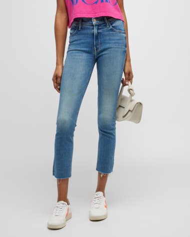 MOTHER The Dazzler Ankle Fray Cropped Straight Jeans