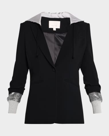 Cinq a Sept Khloe Sequin Hooded Blazer