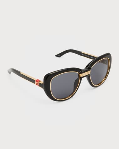 CASABLANCA Golden Rim Acetate & Nylon Cat-Eye Sunglasses