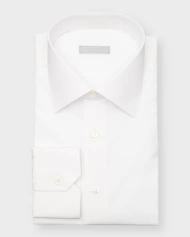 Stefano Ricci Men's Solid Barrel-Cuff Dress Shirt