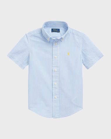 Ralph Lauren Childrenswear Boy's Striped Seersucker Short-Sleeve Shirt, Size 5-7