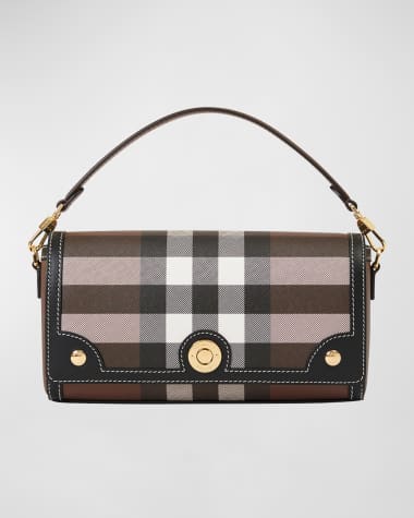 Burberry Note Check Canvas Top-Handle Bag