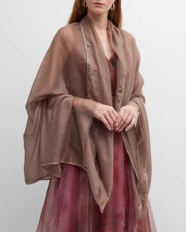 Bindya Accessories Sheer Evening Scarf With Metallic Stripe Border