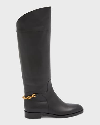 Jimmy Choo Nell Leather Chain Tall Riding Boots