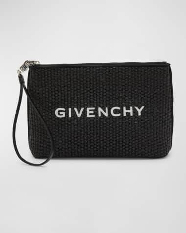 Givenchy Travel Zip Top Pouch in Raffia with Wristlet