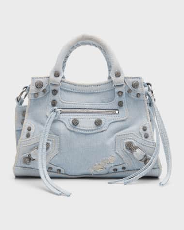 Balenciaga Neo Cagole XS Handbag In Denim With Rhinestones