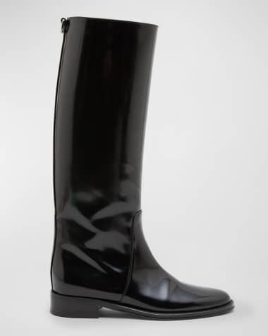 Saint Laurent Hunt Knee-Length Patent Leather Boots