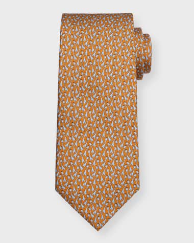 Ferragamo Men's Giraffe-Print Silk Tie