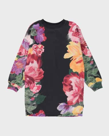 Molo Girl's Cyrella Rose-Print Fleece Dress, Size 7-14