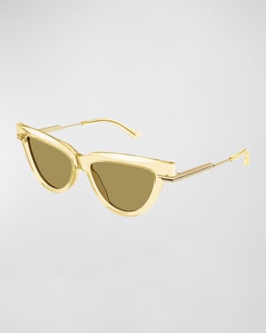 Bottega Veneta Logo Metal Alloy & Acetate Cat-Eye Sunglasses