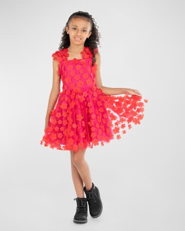 Zoe Girl's Bianca 3D Flowers Dress, Size 7-16