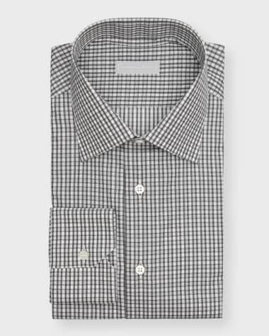Stefano Ricci Men's Cotton Micro-Check Dress Shirt