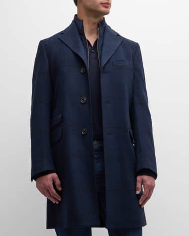 Corneliani Men's Plaid Wool-Cashmere Topcoat