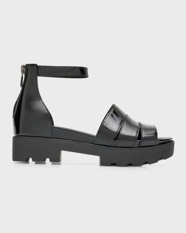 Eileen Fisher Patent Leather Ankle-Strap Sandals
