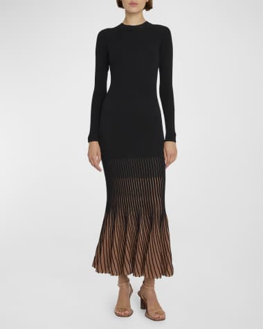 Ulla Johnson Magnolia Two-Tone Sunburst Knit Midi Dress