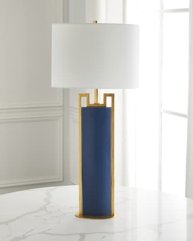 Yvette Parisian Blue and Gold Table Lamp - 33"