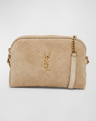 Saint Laurent Gaby Mini YSL Crossbody Bag in Quilted Suede