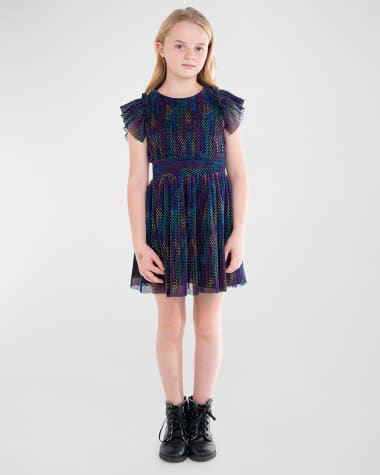 Zoe Girl's Rae Rainbow Pleated A-Line Dress, Size 7-16