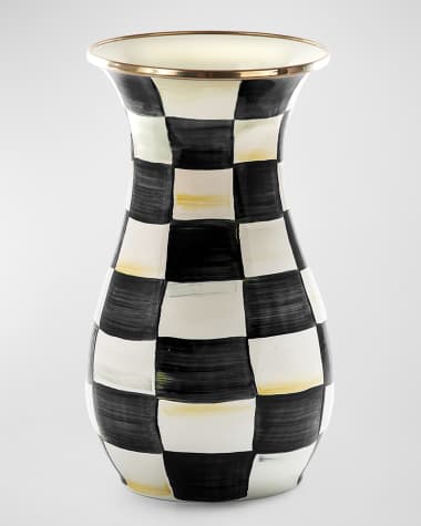Courtly Check Enamel Tall Vase - 10"