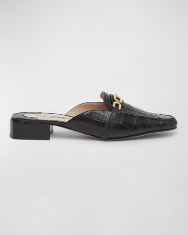 TOM FORD Whitney Croco Chain Loafer Mules