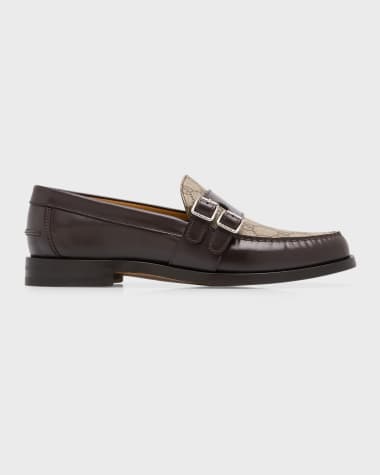 Gucci Men's Kaveh Canvas and Leather Double-Monk Loafers