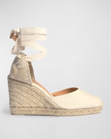 Castaner Carina Canvas Ankle-Wrap Wedge Espadrilles